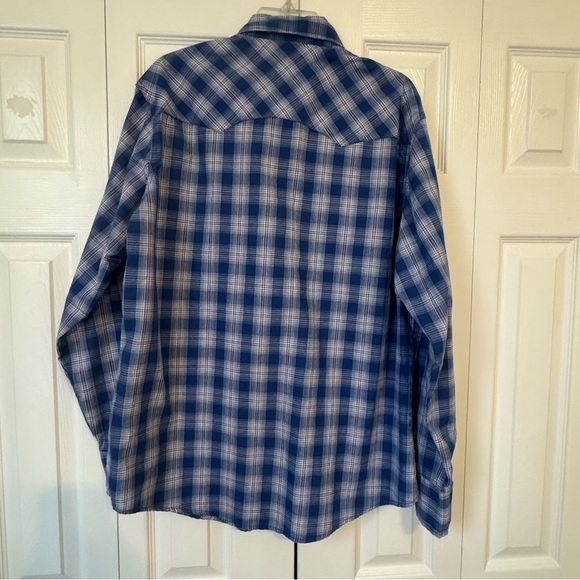 Wrangler Western Plaid Pearl Snap Shirt – Large – Long Sleeve – Blue - Picture 9 of 9